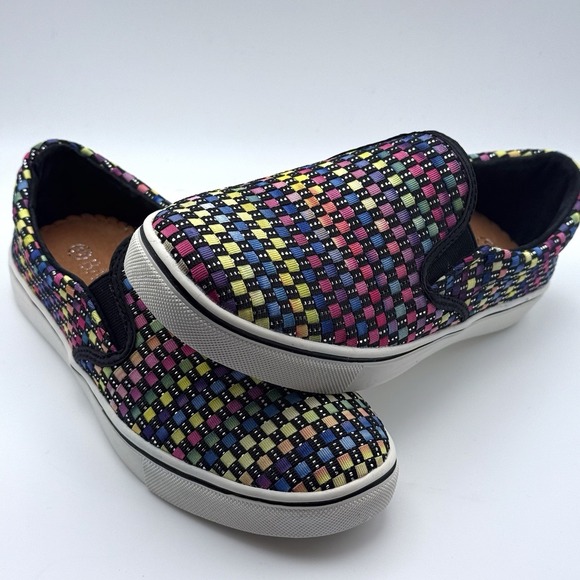 bernie mev. Shoes - Bernie Mev Verona Black Multi Rainbow Woven Elastic Slip On Sneakers Size 37